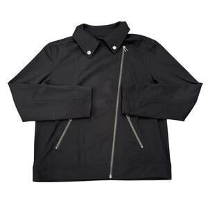 Halogen Women's Asymmetrical Black Knit Moto Jacket Size S